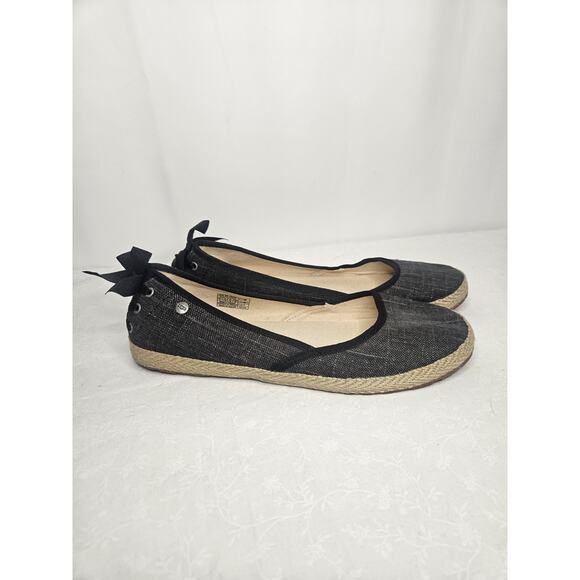 UGG Gray Canvas Tie Back Logo Slide On Flats Moccasin Loafers US 9 EU40 1003493 - Picture 1 of 8